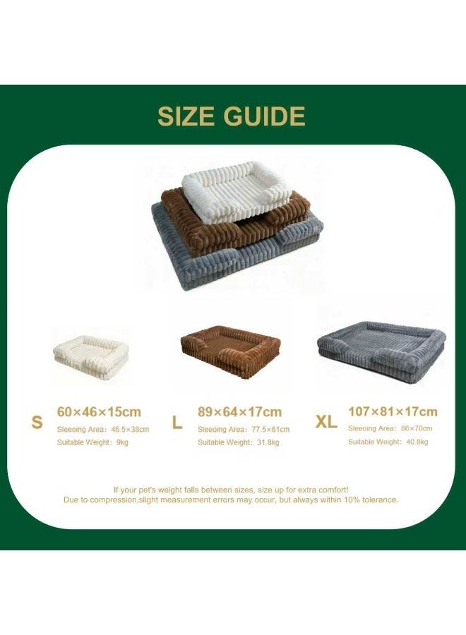 Pet Bed - Orthopedic Dog Beds for Small Dogs - Washable Small Dog Cat Bed with Premium Soft Corduroy Fleece,Comfort Pet Couch Sofa with Washable Removable Cover, Pets Bed with Nonskid Bottom, Cream，60cm - Image 5